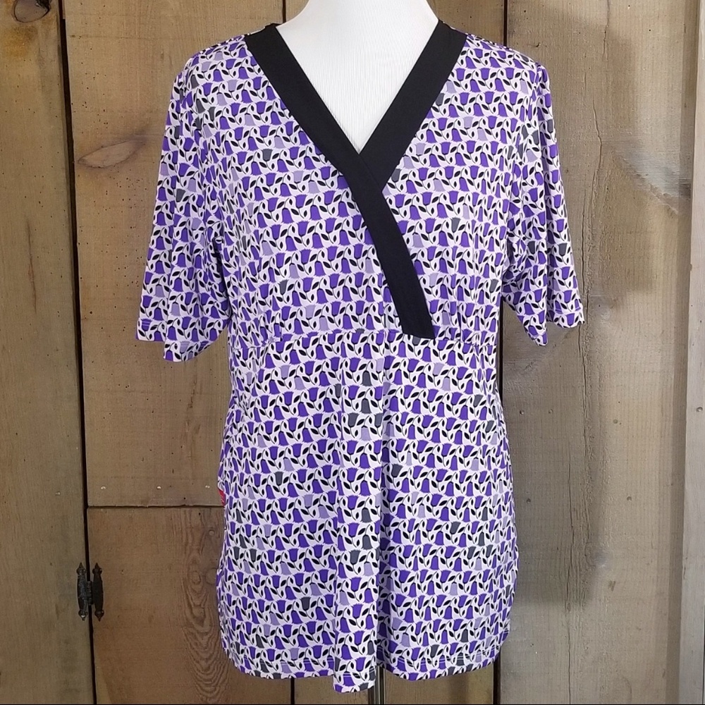 Dickies Mock Wrap Scrub Top 2 Pockets Size Large